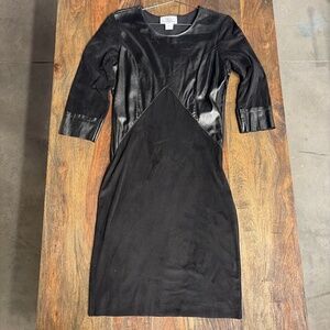 Viviana Gabeiras Faux Leather Contrast Dress | Black | Size S | Bodycon Cocktail